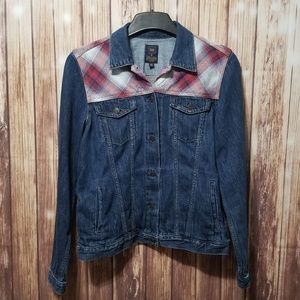 Gap Denim & Plaid Jacket Size L Tall